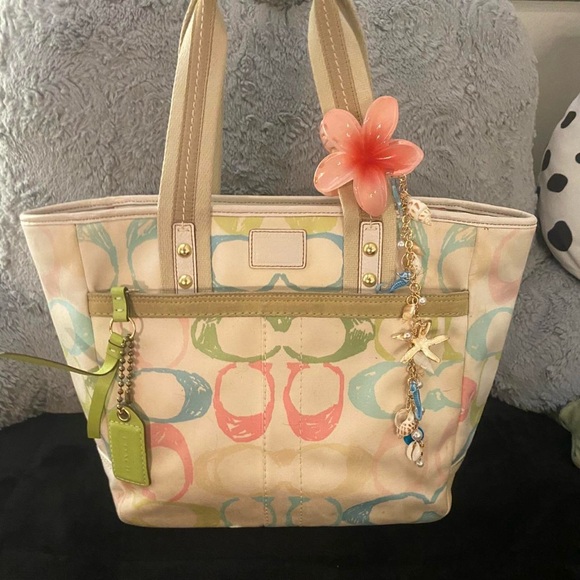 Vintage Coach Hampton Watercolor Scribble Bag - Picture 2 of 8